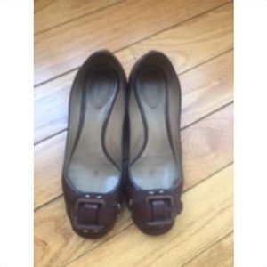 CHLOE Brown Buckle Front Ballet Flats SZ 36.5